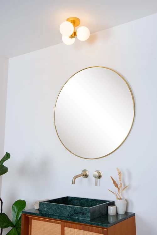 Lucide TRUDY - Deckenleuchte Badezimmer - Ø 28 cm - 3xG9 - IP44 - Mattes Gold / Messing - Atmosphäre 3